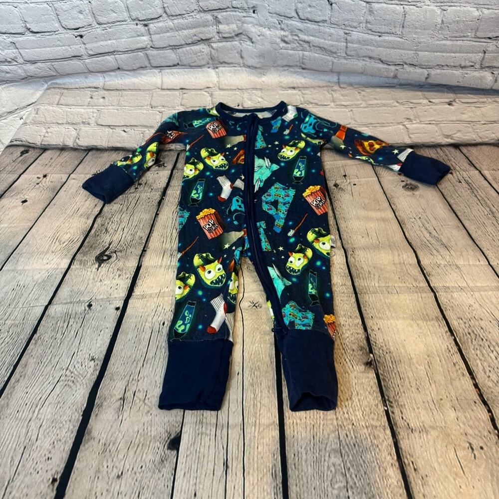 Fletch Alien Pajama Party Bamboo Zippie Romper